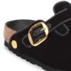 Boston Big Buckle Paspel Nieten-Logo Textil-Samt Schwarz