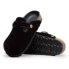 Boston Big Buckle Paspel Nieten-Logo Textil-Samt Schwarz