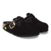 Boston Big Buckle Paspel Nieten-Logo Textil-Samt Schwarz