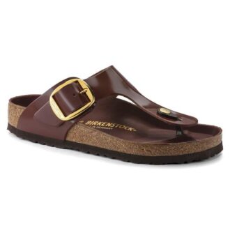 Gizeh Big Buckle Naturleder Lack Hochglanz Schokoladenbraun