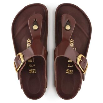 Gizeh Big Buckle Naturleder Lack Hochglanz Schokoladenbraun