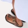Gizeh Droplet Buckle Naturleder Lack